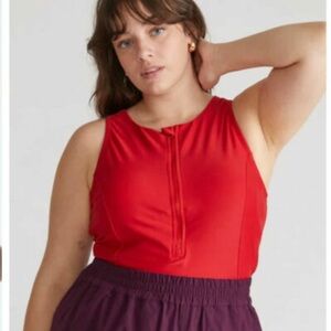 Universal standard the surf tankini top bay watch red